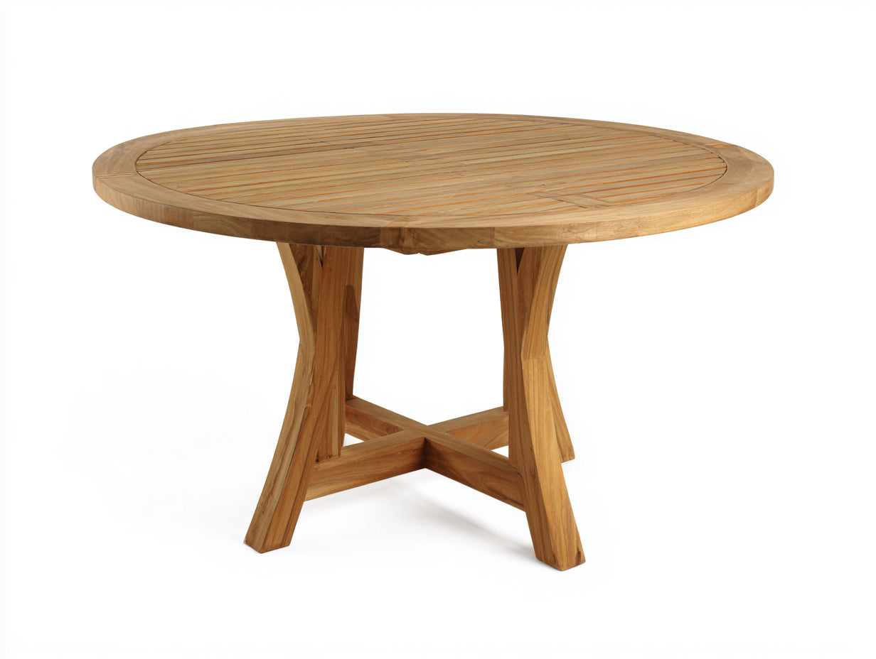 Tavolo da giardino rotondo in legno 110x110x75 cm - marrone naturale - per esterno stile classico