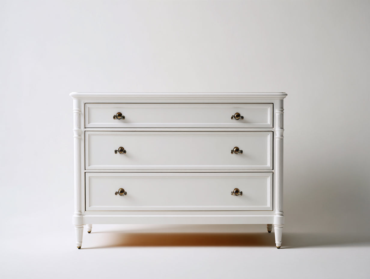 Cassettiera in legno bianco 110x45x85 cm per camera da letto - stile classico moderno