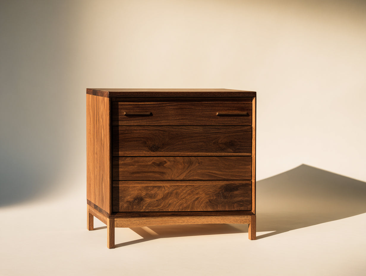 Cassettiera in legno effetto noce 90x45x85 cm per camera da letto - stile moderno