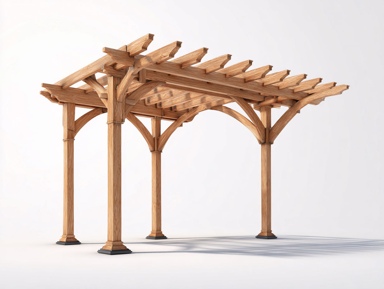 Pergola da giardino in legno 400x280x235 cm - marrone chiaro-nero - adatta per esterno - design classico con tetto aperto