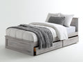 Letto singolo in legno massello con cassetti 206x103x92 cm - grigio chiaro - stile moderno per camera da letto