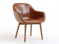Sedia da pranzo in cuir synthétique brun con gambe in legno 58x60x80 cm - design moderno per sala da pranzo
