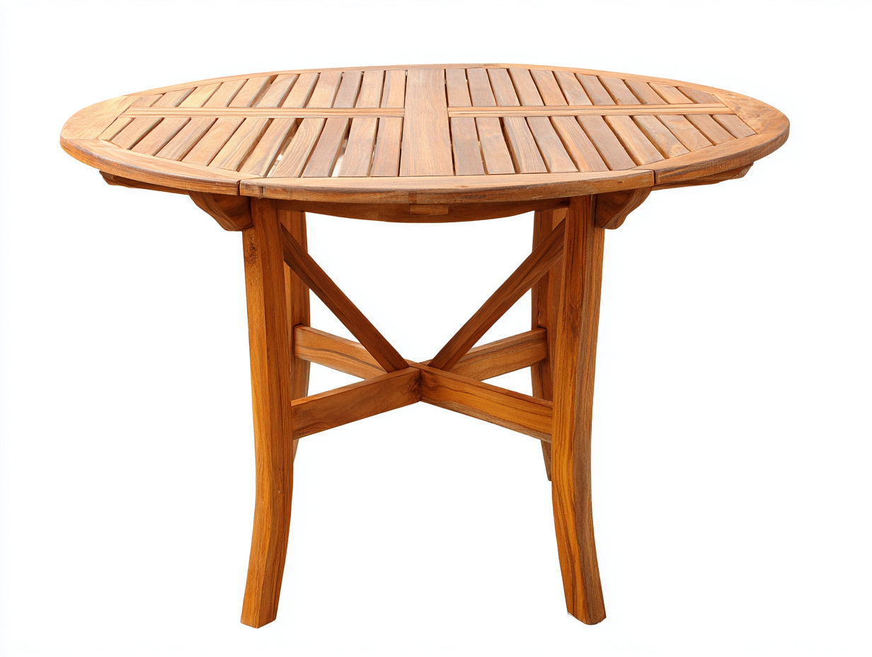 Tavolo da giardino rotondo in legno 110x110x75 cm - marrone naturale - per esterno stile classico