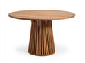 Tavolo da giardino rotondo in legno 120x120x75 cm - marrone naturale - per esterno design moderno