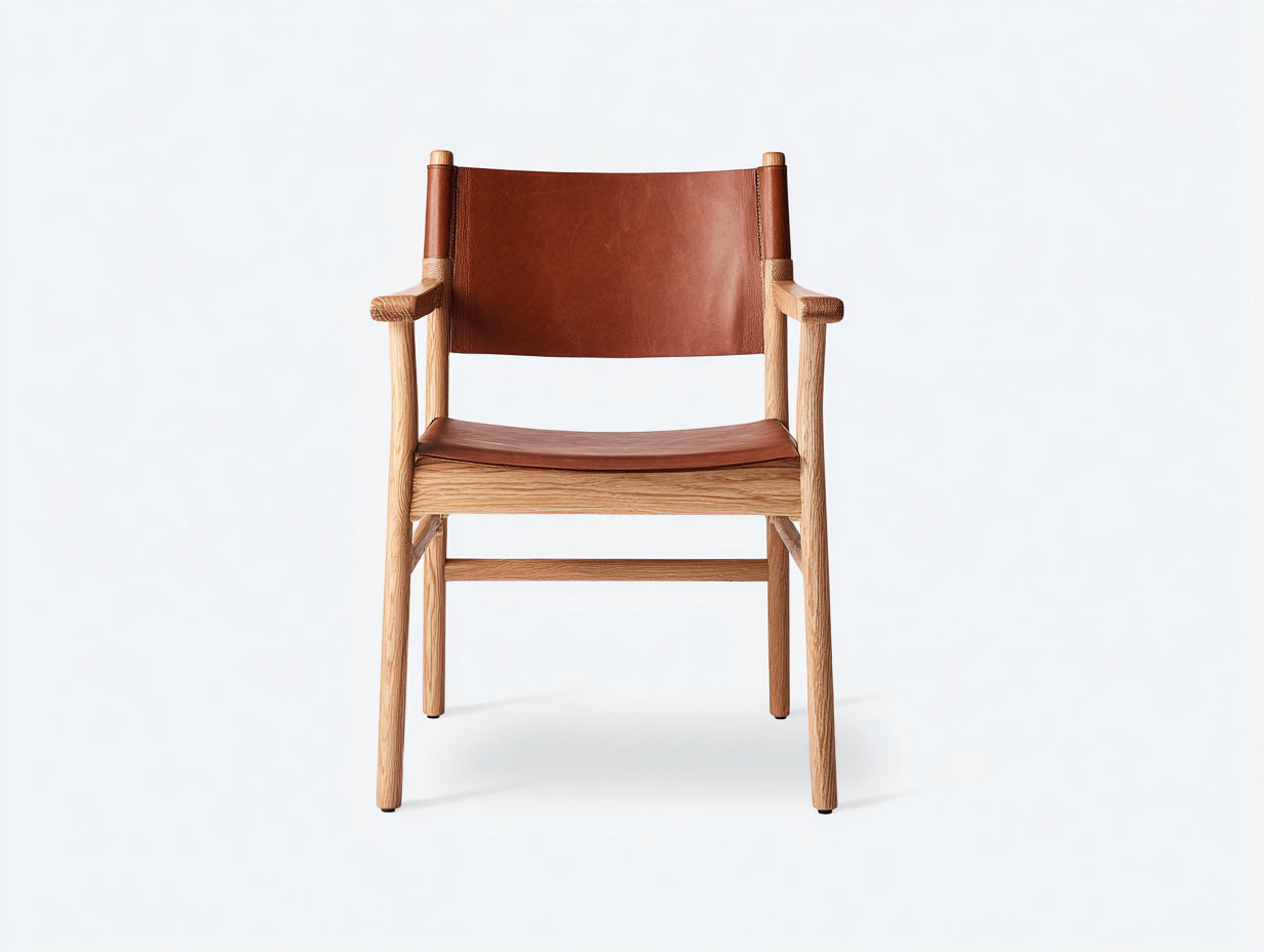 Sedia da pranzo in legno e similpelle marrone 55x53x78 cm per sala da pranzo - stile naturale