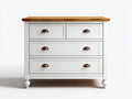 Cassettiera in legno bianco e naturale 110x45x90 cm per camera da letto - stile country moderno