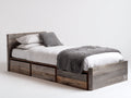 Letto singolo in legno ingegnerizzato con cassetti 212x103x92 cm - marrone scuro - stile moderno per camera da letto