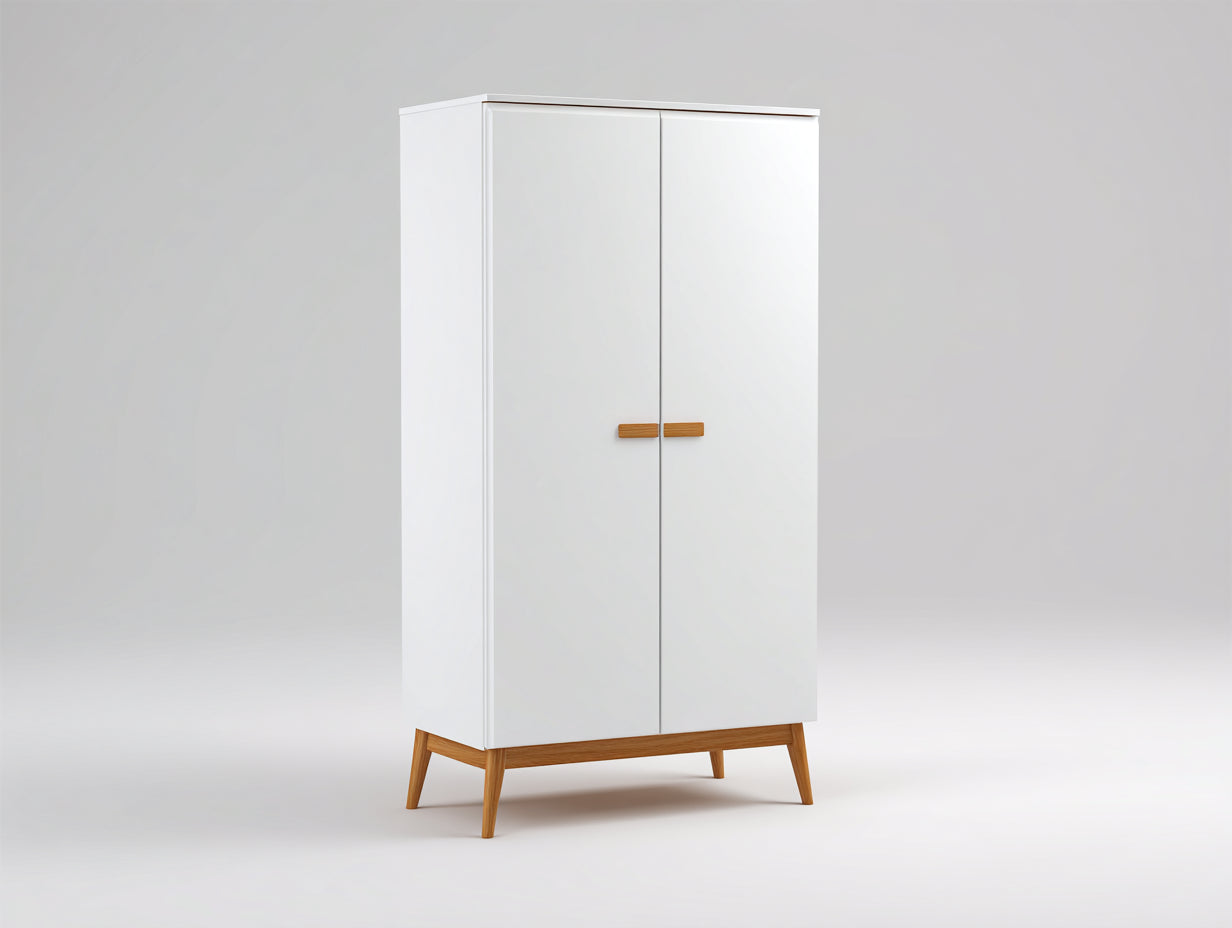 Armadio in legno bianco e rovere 100x55x185 cm per camera da letto - stile moderno
