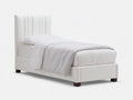 Letto singolo in pelle sintetica 206x102x114 cm - bianco crema - stile moderno per camera da letto