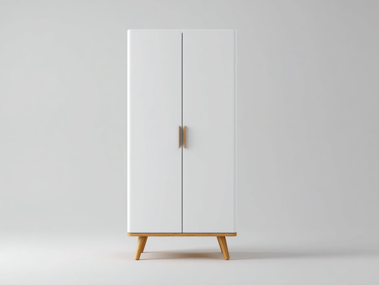 Armadio in legno bianco e naturale 80x55x180 cm per camera da letto - stile moderno