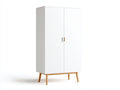 Armadio in legno bianco e naturale 90x55x180 cm per camera da letto - stile moderno