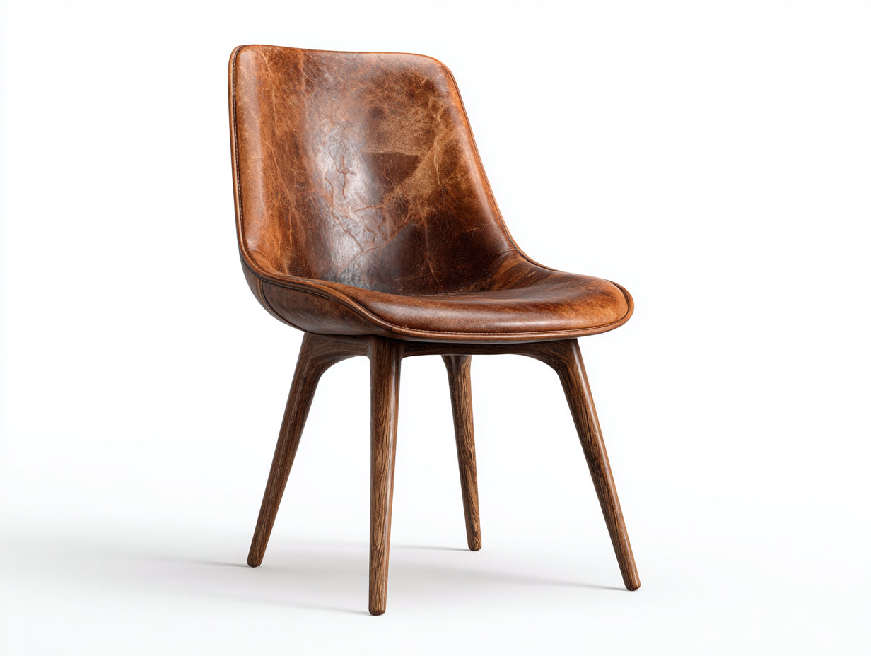 Sedia da pranzo in similpelle marrone e legno scuro 50x54x80 cm per sala da pranzo - stile vintage