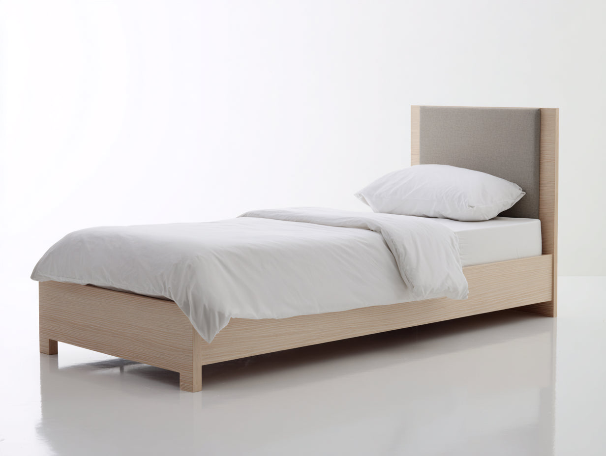 Letto singolo in legno e tessuto 205x102x108 cm - rovere chiaro - design moderno per camera da letto