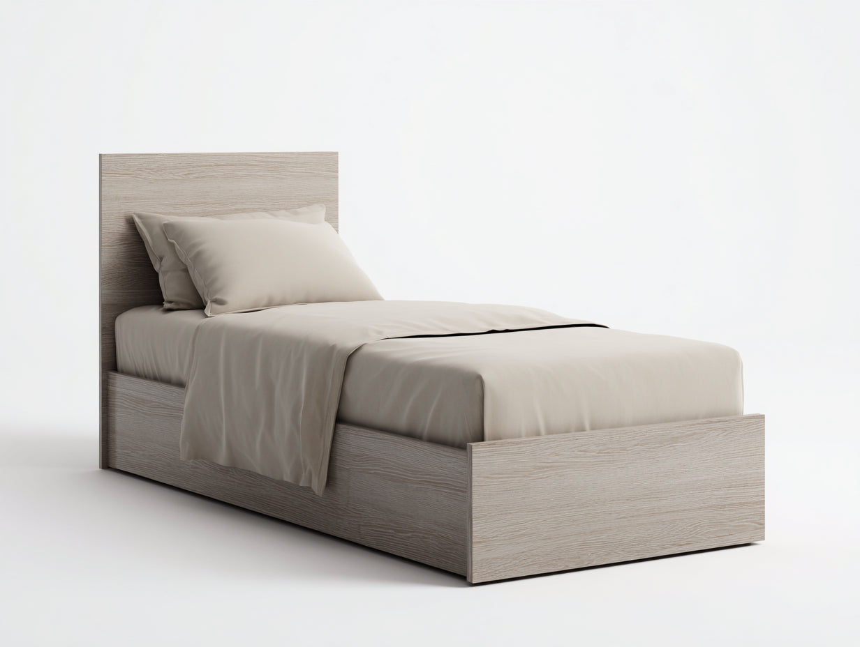 Letto singolo in legno ingegnerizzato 203x100x97 cm - rovere chiaro - stile moderno per camera da letto