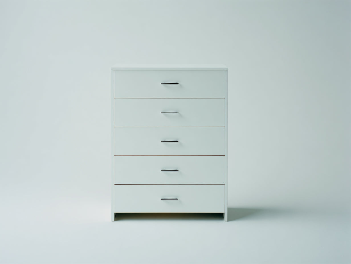 Cassettiera in legno bianco 80x40x110 cm per camera da letto - stile moderno