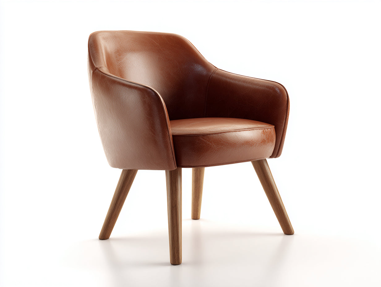 Sedia da pranzo in similpelle marrone e legno naturale 58x56x80 cm per sala da pranzo - stile moderno