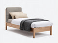Letto singolo in legno e tessuto 205x101x112 cm - rovere chiaro - design moderno per camera da letto