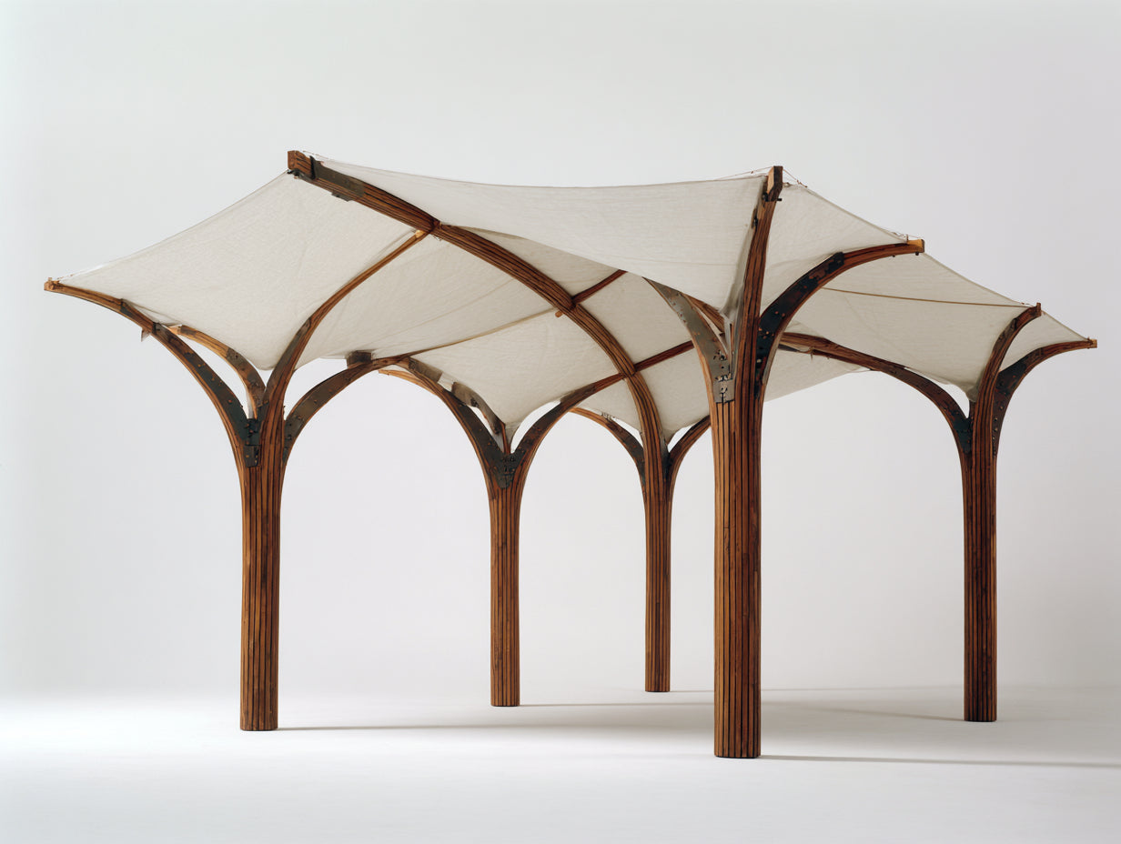 Pergola da giardino in legno 450x320x245 cm - marrone-crema - adatta per esterno - design elegante con copertura in tessuto