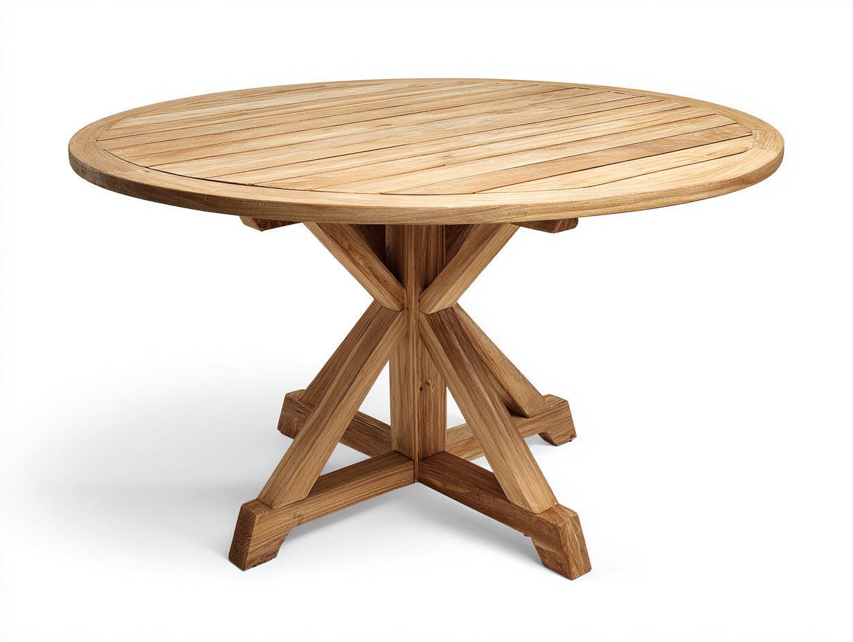 Tavolo da giardino rotondo in legno 110x110x75 cm - marrone naturale - per esterno stile classico