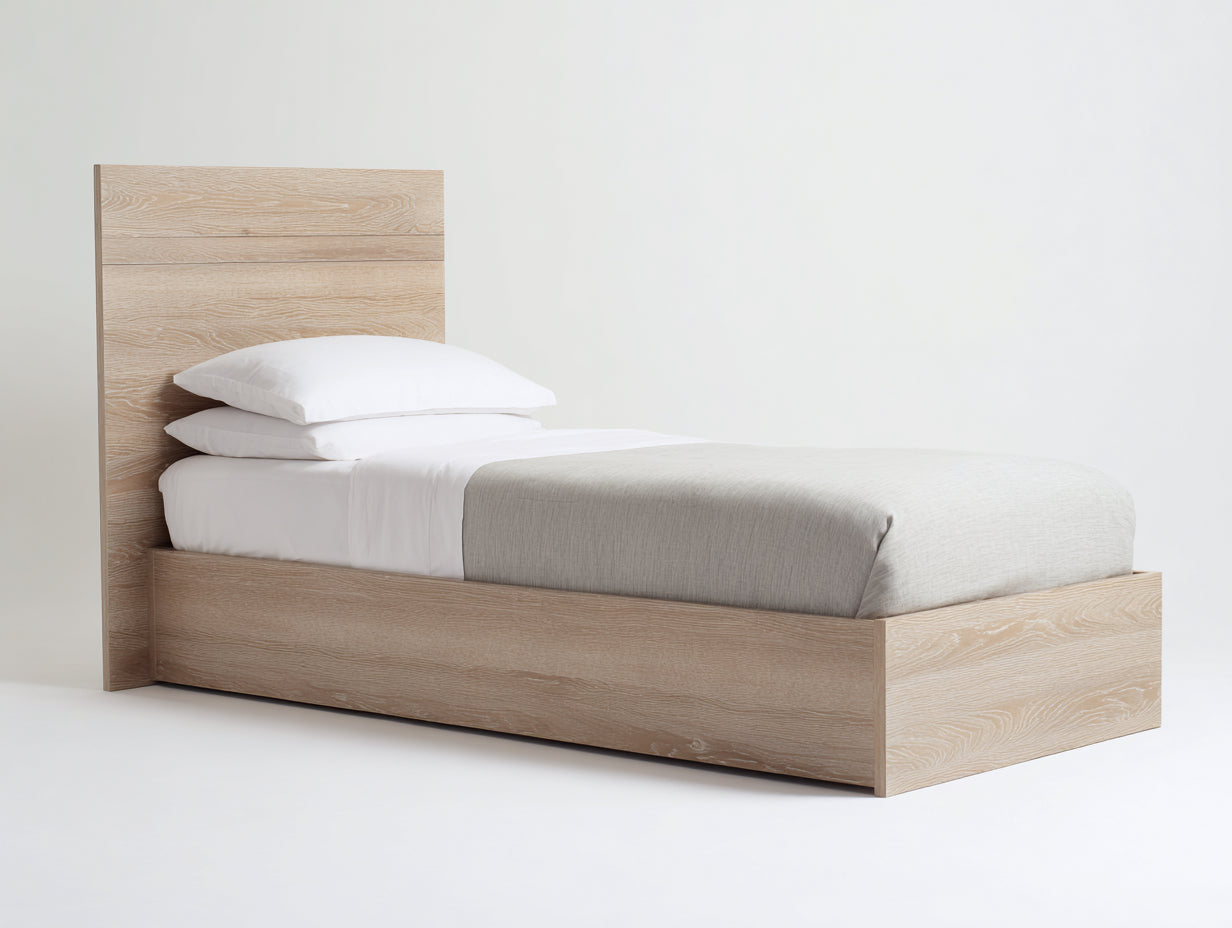 Letto singolo in legno ingegnerizzato 206x102x98 cm - rovere chiaro - stile moderno per camera da letto