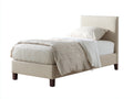 Letto singolo imbottito in tessuto 204x100x98 cm - beige chiaro - stile moderno per camera da letto