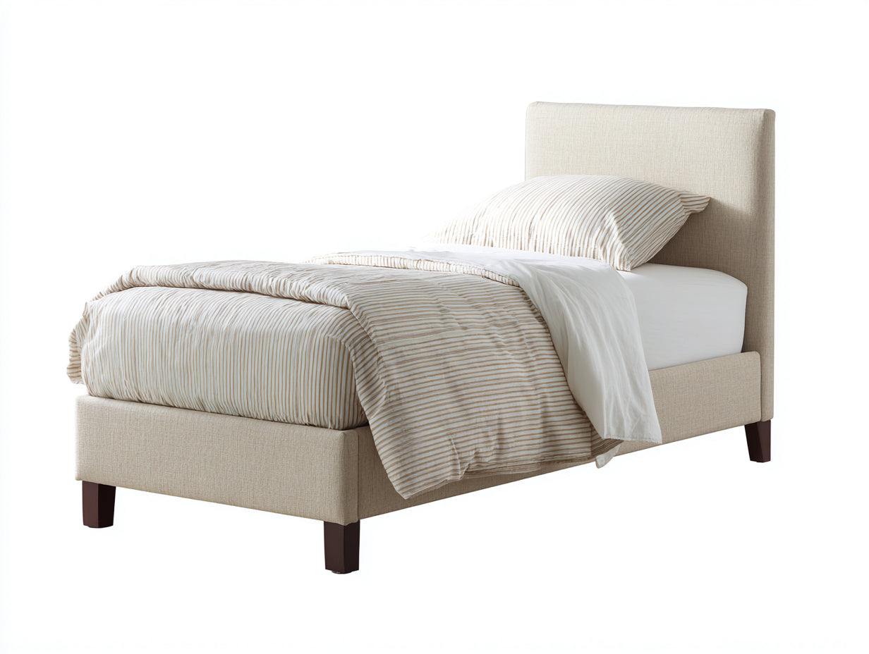 Letto singolo imbottito in tessuto 204x100x98 cm - beige chiaro - stile moderno per camera da letto