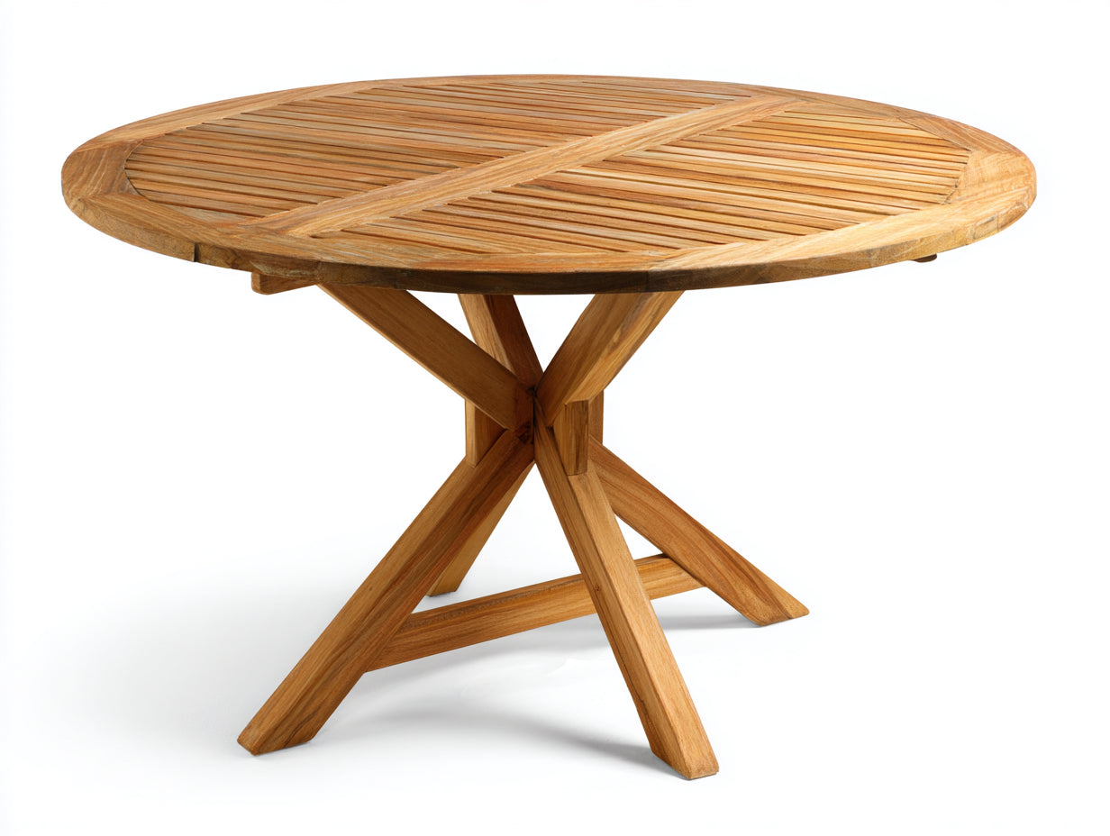 Tavolo da giardino rotondo in legno 110x110x75 cm - marrone naturale - per esterno stile classico