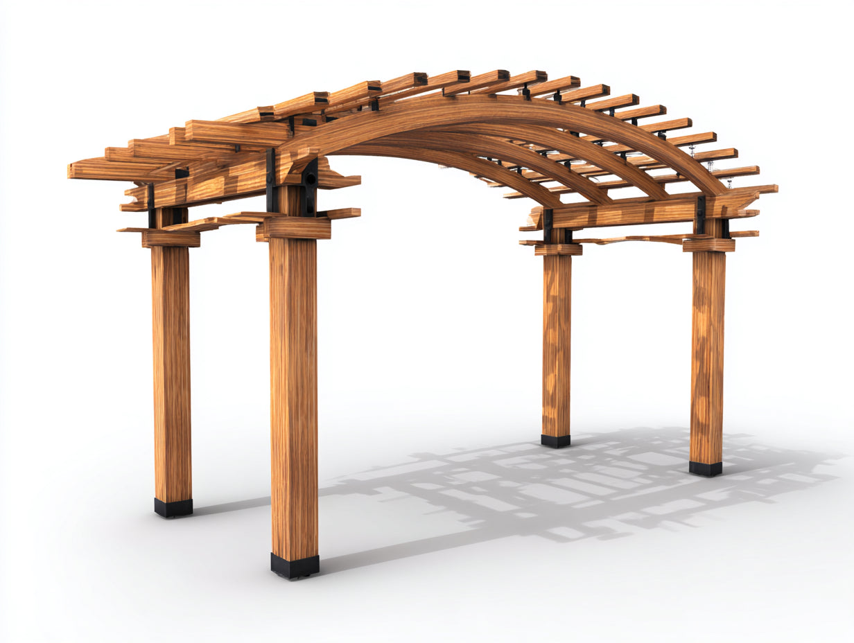 Pergola da giardino in legno 400x300x260 cm - marrone naturale - per esterno stile decorativo