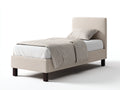 Letto singolo imbottito in tessuto 203x99x97 cm - beige chiaro - stile moderno per camera da letto