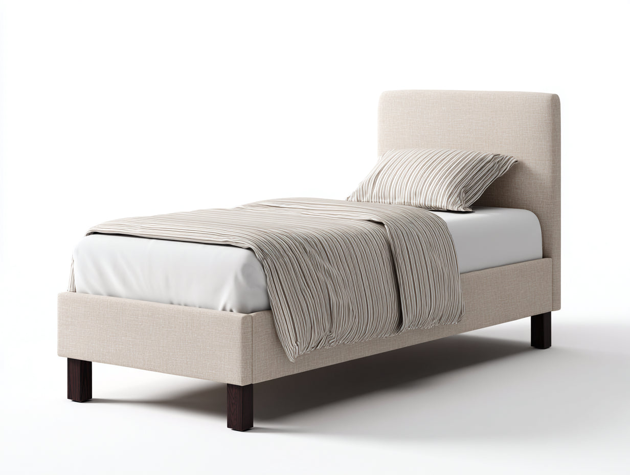 Letto singolo imbottito in tessuto 203x99x97 cm - beige chiaro - stile moderno per camera da letto