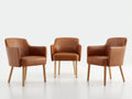 Sedia da pranzo in similpelle marrone e legno 58x60x80 cm per sala da pranzo - set da 3 stile moderno