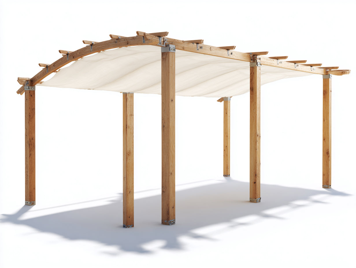 Pergola da giardino in legno 500x300x250 cm - marrone naturale-crema - per esterno stile naturale
