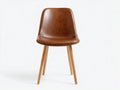 Sedia da pranzo in cuir synthétique brun con gambe in legno 46x54x82 cm - design moderno per sala da pranzo