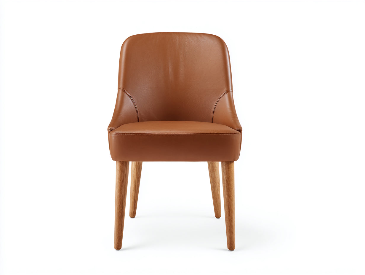 Sedia da pranzo in similpelle marrone e legno naturale 50x53x80 cm per sala da pranzo - stile moderno