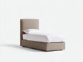 Letto singolo imbottito in tessuto 208x102x118 cm - marrone chiaro - design moderno per camera da letto