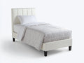 Letto singolo in pelle sintetica 205x100x110 cm - bianco crema - stile moderno per camera da letto