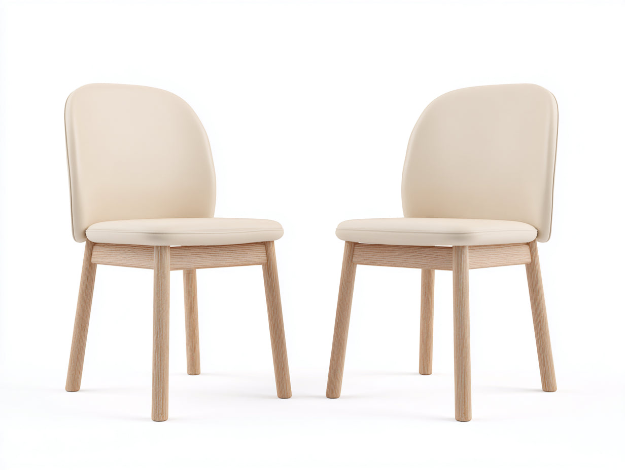 Sedia da pranzo in similpelle crema e legno 50x52x78 cm per sala da pranzo - stile moderno