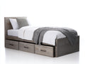Letto singolo in legno massello con cassetti 211x103x95 cm - grigio chiaro - stile moderno per camera da letto