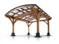 Pergola da giardino in legno 480x350x280 cm - marrone naturale-grigio - per esterno stile classico