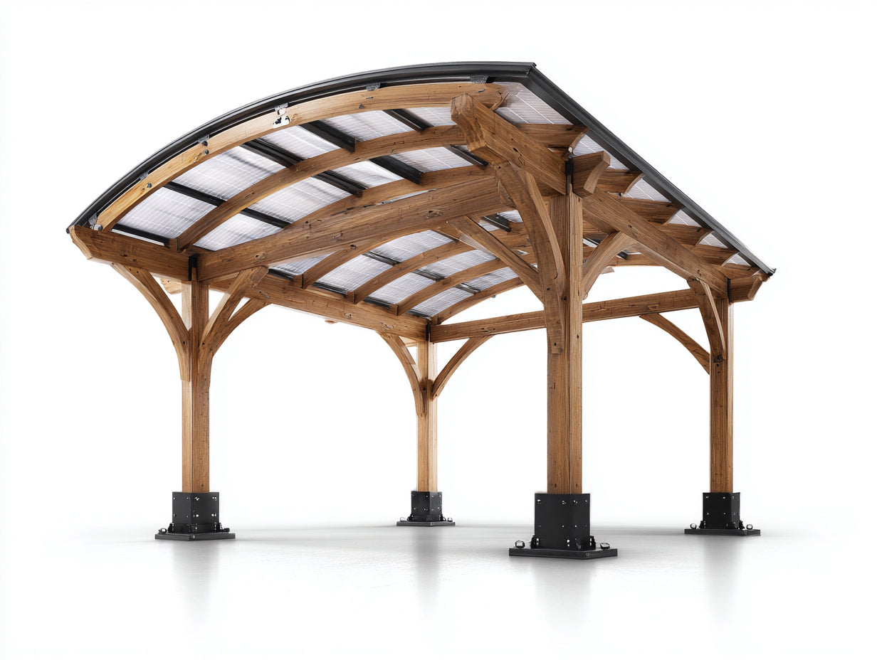 Pergola da giardino in legno 480x350x280 cm - marrone naturale-grigio - per esterno stile classico