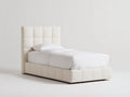 Letto singolo imbottito in tessuto 210x104x122 cm - beige chiaro - design moderno per camera da letto