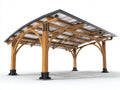 Pergola da giardino in legno 500x350x280 cm - marrone naturale-grigio - per esterno stile classico