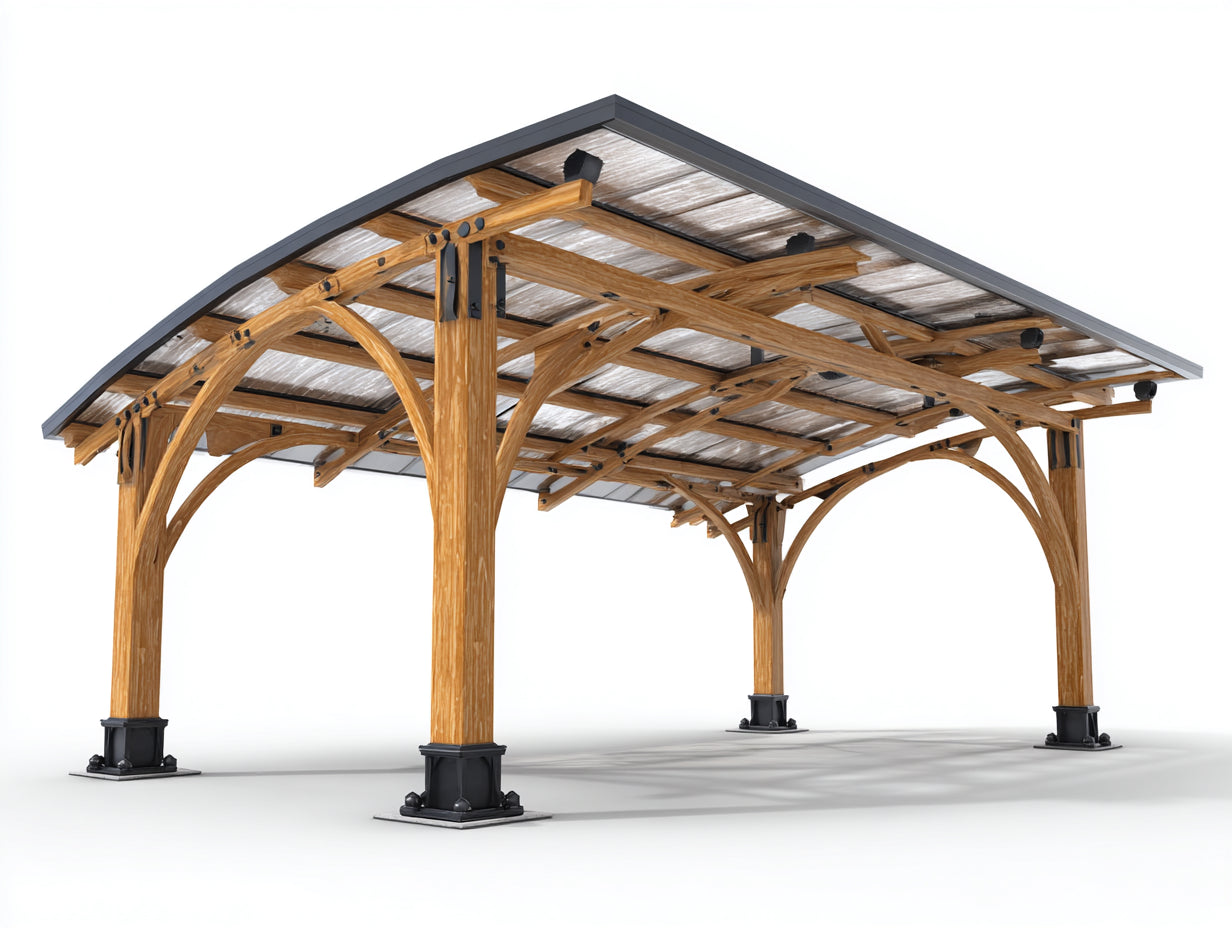 Pergola da giardino in legno 500x350x280 cm - marrone naturale-grigio - per esterno stile classico