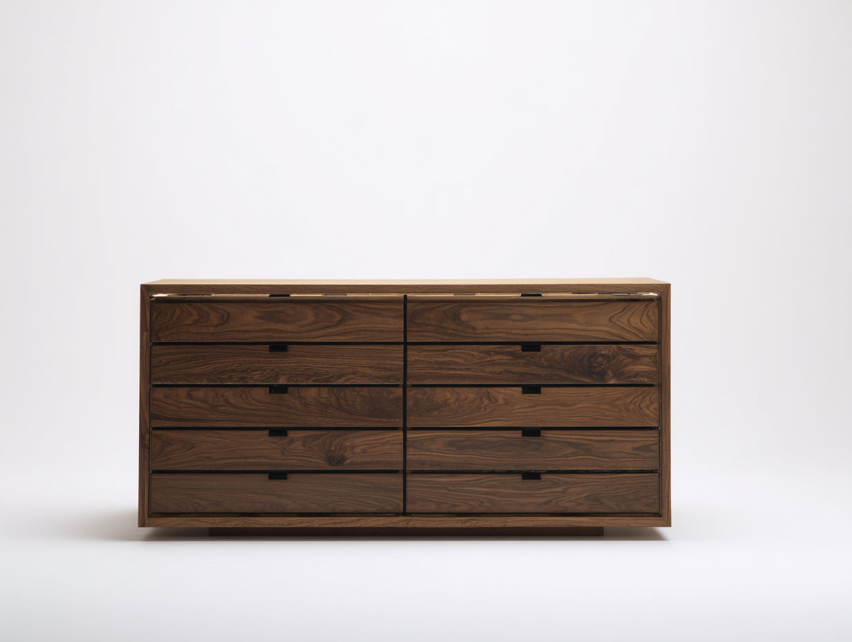 Cassettiera in legno effetto noce 160x45x80 cm per camera da letto - stile moderno