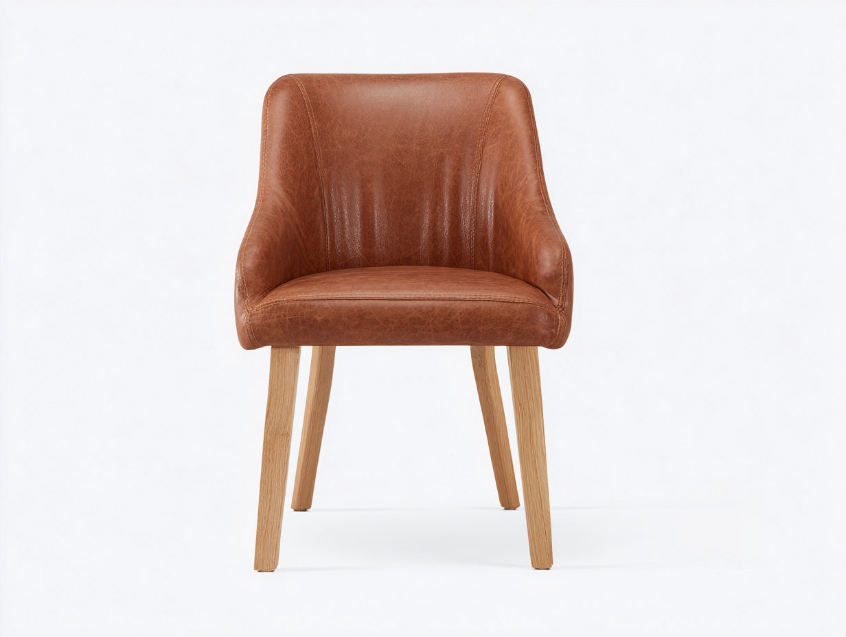 Sedia da pranzo in similpelle marrone e legno 58x55x78 cm per sala da pranzo - stile moderno