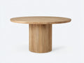Tavolo da giardino rotondo in legno 120x120x75 cm - naturale - adatto per esterno - design moderno con base scanalata
