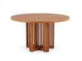 Tavolo da giardino rotondo in legno 125x125x75 cm - marrone naturale - adatto per esterno - design moderno con base a doghe