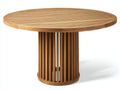 Tavolo da giardino rotondo in legno 140x140x75 cm - marrone naturale - adatto per esterno - design moderno con base a doghe