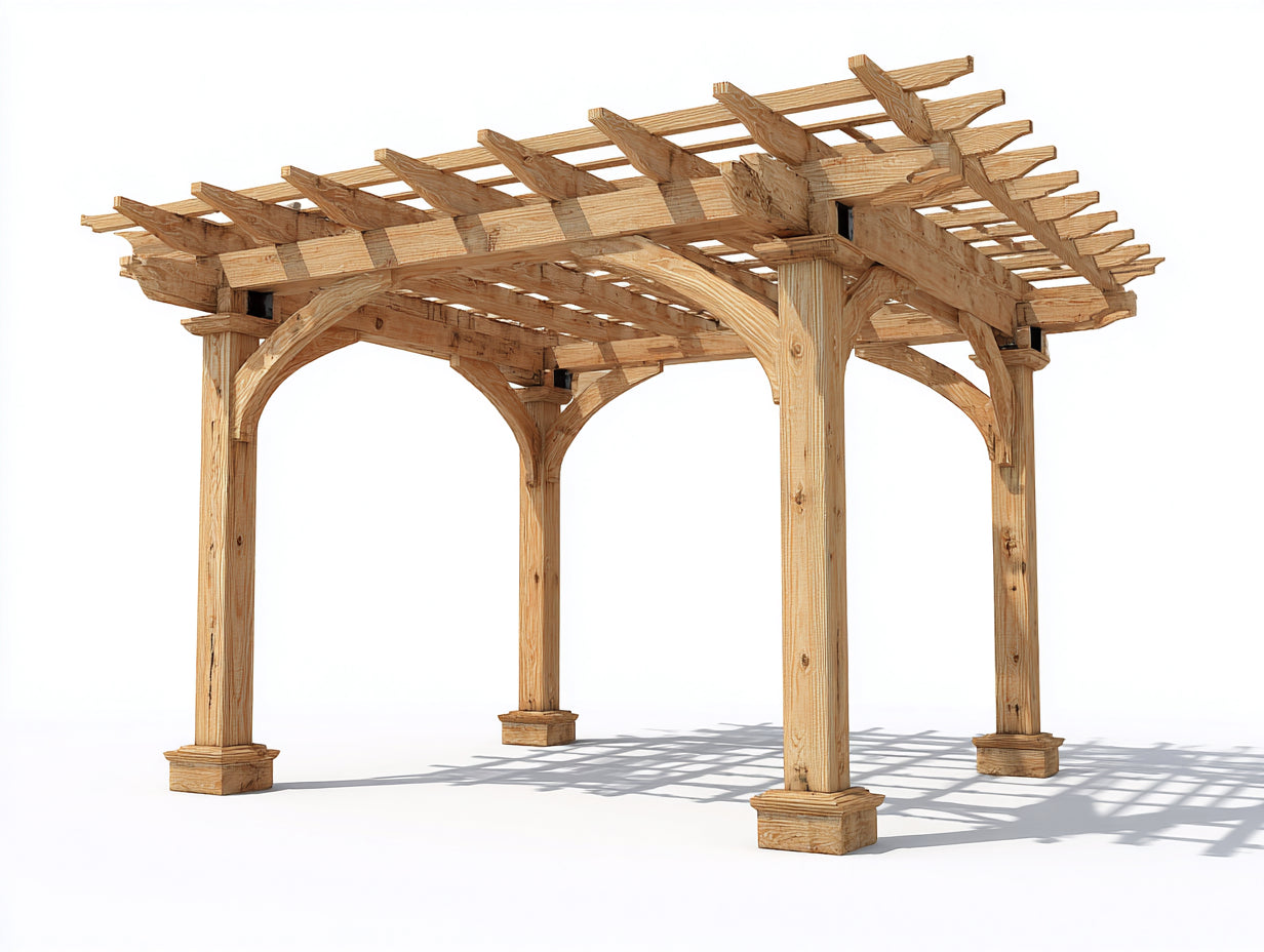 Pergola da giardino in legno 380x280x235 cm - marrone chiaro - struttura aperta per esterno