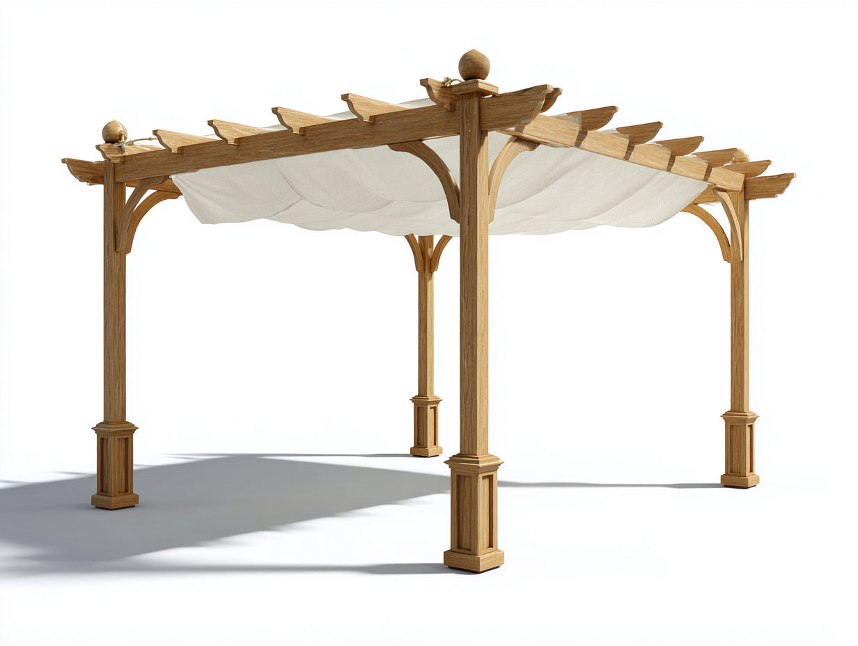 Pergola da giardino in legno 400x300x260 cm - marrone naturale-bianco - per esterno stile classico
